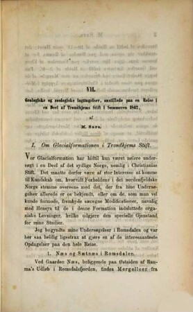 Geologiske og zoologiske Iagttagelser : anstillede paa en Reise i en Deel af Trondhjems Stift i Sommeren 1862