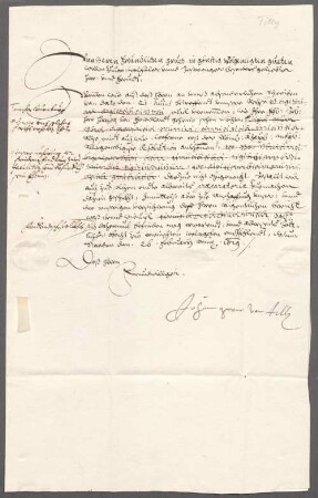 Jean T'Serclaes de Tilly (1559 - 1632) Autographen: Briefe von Jean T'Serclaes de Tilly an verschiedene Adressaten - BSB Autogr.Cim. Tilly, Johann von. 3, Jean T'Serclaes de Tilly (1559 - 1632) Autographen: Brief von Jean T'Serclaes de Tilly an Johann Christoph von Ruepp - BSB Autogr.Cim. Tilly, Johann von.3