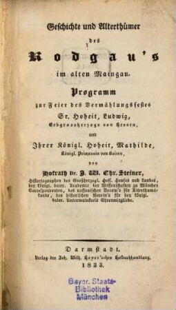 Geschichte und Alterthümer des Rodgaus im alten Maingau