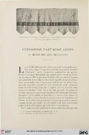 3. Pér. 38.1907: L' exposition d'art russe ancien au Musée des Arts décoratifs