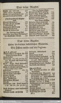 Das dritte Register. Ueber die darinn befindlichen Materien