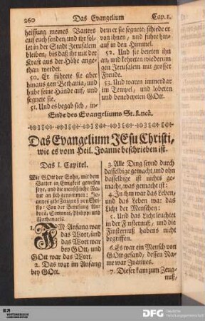 Das Evangelium Jesu Christi, wie es vom Heil. Joanne beschrieben ist.