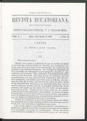 Tomo 2. - Quito, 28 de febrero de 1890. - Núm. 14