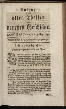 XXXIV. Nachl. Coburg, den 24. Aug. 1754.