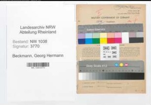 Entnazifizierung Georg Hermann Beckmann , geb. 25.11.1895 (Lokfuehrer)