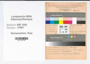 Entnazifizierung Paul Sonnenschein, geb. 17.04.1900 (Kaufm.Angest.)