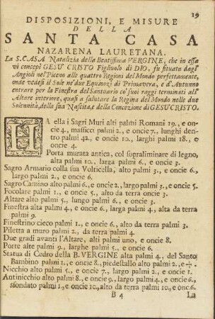 Disposizioni, E Misure della Santa Casa