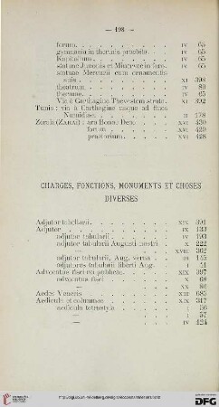 Charges, fonctions, monuments et choses diverses