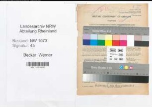 Entnazifizierung Werner Becker , geb. 17.02.1912 (Stadtinspektor)