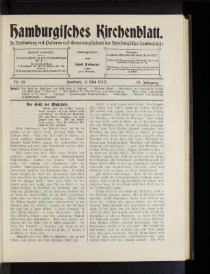 Nr. 18. Hamburg, 4. Mai 1913. 10. Jahrgang.