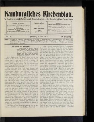 Nr. 18. Hamburg, 4. Mai 1913. 10. Jahrgang.
