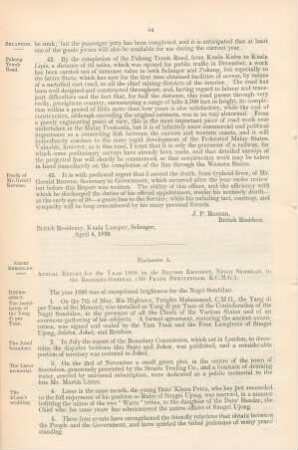 Annual report for the year 1898 by the British Resident, Negri Sembilan, to the Resident-General