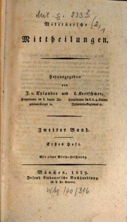 Militärische Mittheilungen. 2. 1829