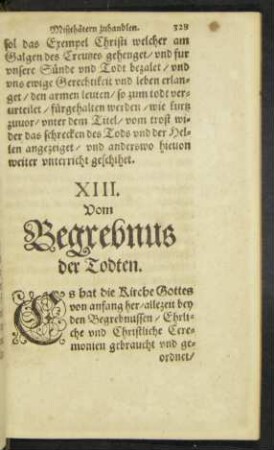 XIII. Vom Begrebnus der Todten.