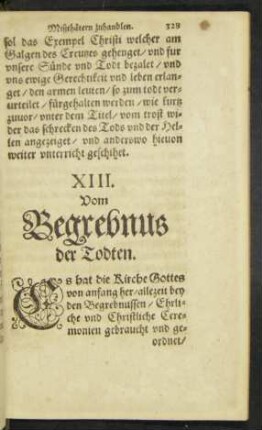 XIII. Vom Begrebnus der Todten.