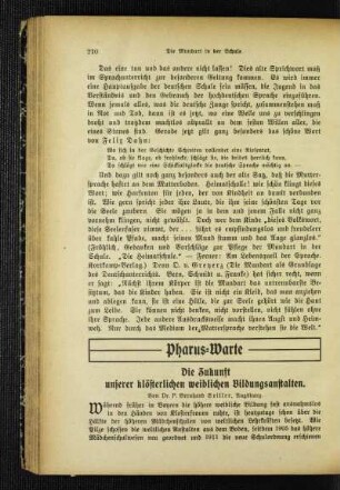 ¬Die¬ Zukunft unserer klösterlichen weiblichen Bildungsanstalten