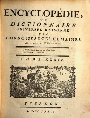 Encyclopédie, Ou Dictionnaire Universel Raisonné Des Connoissances Humaines, 34. Plant - Pouz
