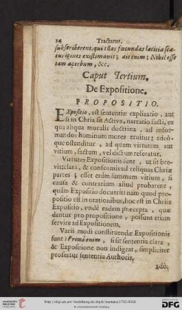 Caput Tertium: De Expositione