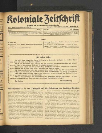 An unsere Leser.