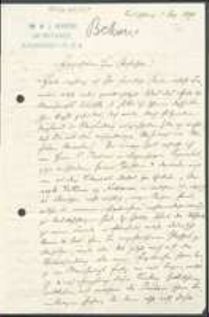 Brief von Wilhelm Julius Behrens an Unbekannt