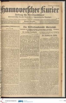 Hannoverscher Kurier : Hannoversches Tageblatt ; Morgenzeitung für Niedersachsen