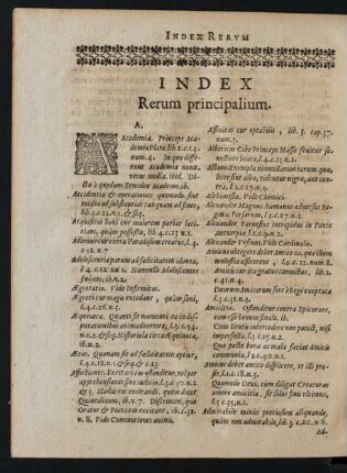 Index Rerum principalium.