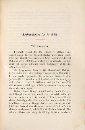 Meddelanden från Svenska Riksarkivet : for åren .... 17. 1893