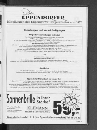Der Eppendorfer Mitteilungen des Eppendorfer Bürgervereins von 1875