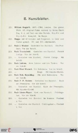 Kunstblätter (Nr. 221-285)