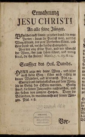 Ermahnung Jesu Christi An alle seine Jünger