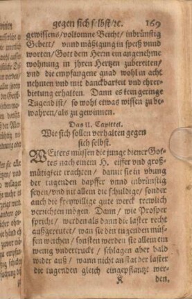 Das II. Capittel. Wie sich sollen verhalten gegen sich selbst.