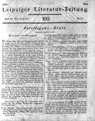 1815-08-12 : 195. Stück [Intelligenz-Blatt]