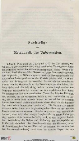 Nachträge zur Metaphysik des Unbewussten
