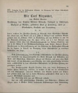 57. Ortsgesetz für die Residenzstadt Eisenach, die Benutzung des dasigen Schlachthofs betreffend