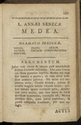 L. Annæi Senecæ Medea.
