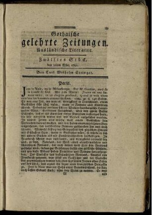 Zwölftes Stück, den 26ten März 1791.