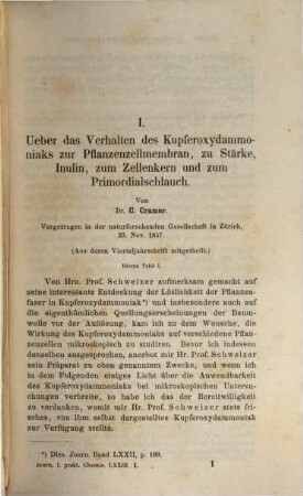 Journal für praktische Chemie : practical applications and applied chemistry ; covering all aspects of applied chemistry. 73. 1858