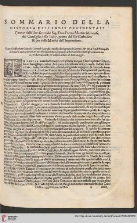 Sommario della historia dell'Indie occidentali