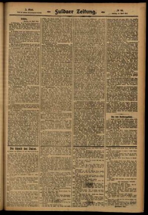 Zweite Ausgabe vom Samstag, den 19. April 1913.