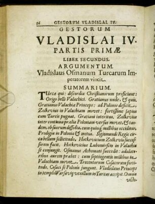 Liber Secundus. Argumentum Vladislaus Osmanum Turcarum Imperatorem vincit.