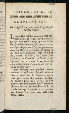 285-292, Chapitre XXVII. Du rapport des faits avec les principes cidessus établis.