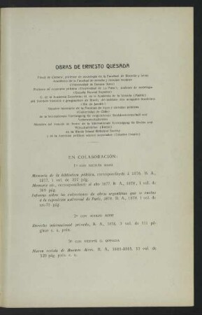 Obras de Ernesto Quesada