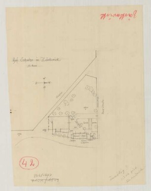 Zäckerick (Kreis Königsberg/Neumark): Hof Schulze. Lageplan