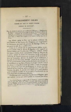 Etablissement chilien forme en 1844 au port Famie.