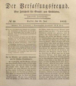 № 50. Cassel, den 23. Juni 1832.