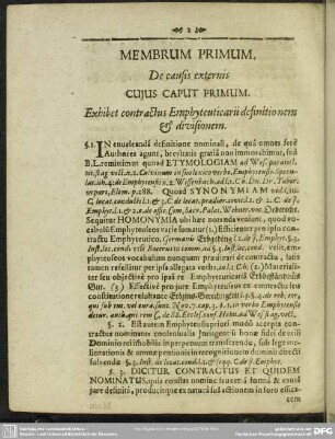 Membrum Primum. De causis externis
