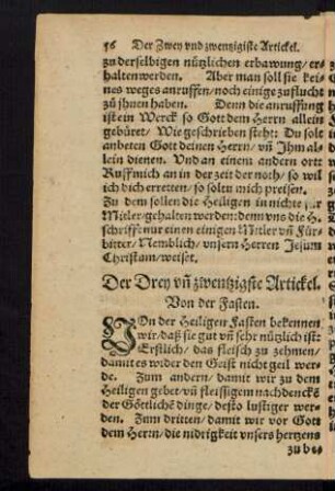 Der Drey und zwantzigste Artickel. Von der Fasten.