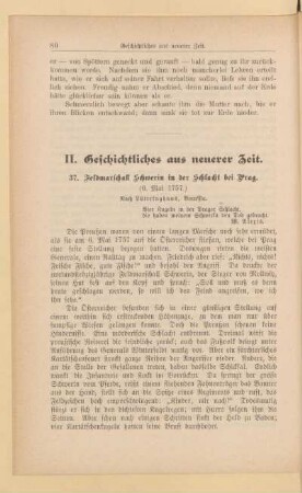 II. Geschichtliches aus neuerer Zeit
