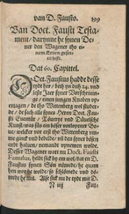 Van Doct. Fausti Testament ... Dat 60. Capittel.
