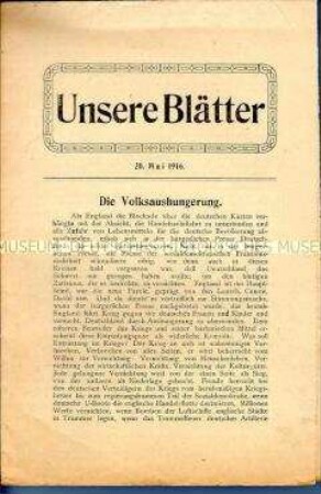 Sozialistische Propagandaschrift zur Ernährungslage im 1. Weltkrieg
